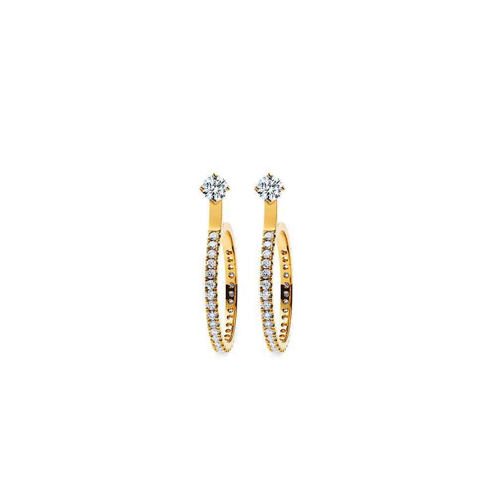 Godavari Aurora Diamond Studs - 18k Gold with Small Hoop Accessories