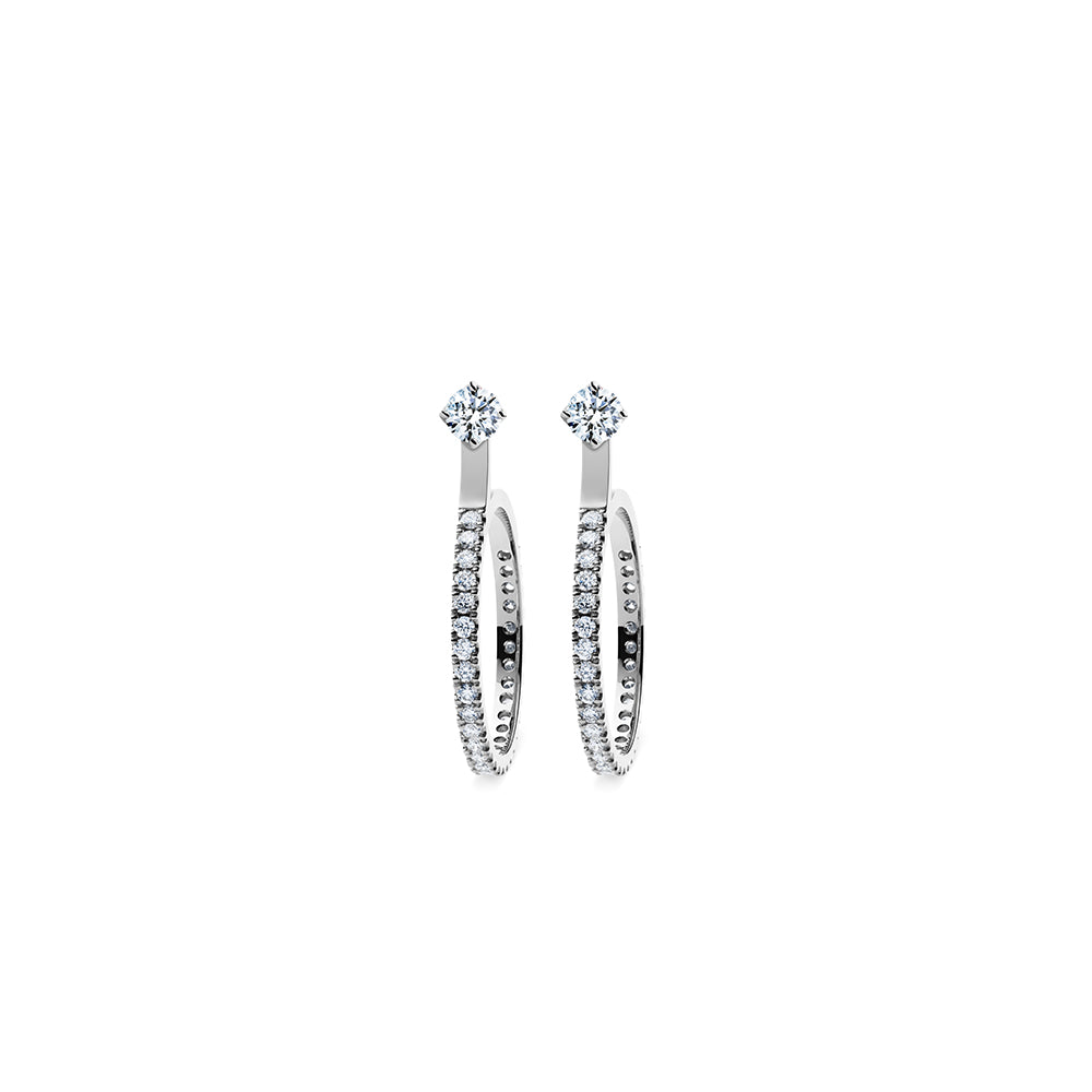 Aurora Diamond Studs Platinum with Small Hoop Accessory