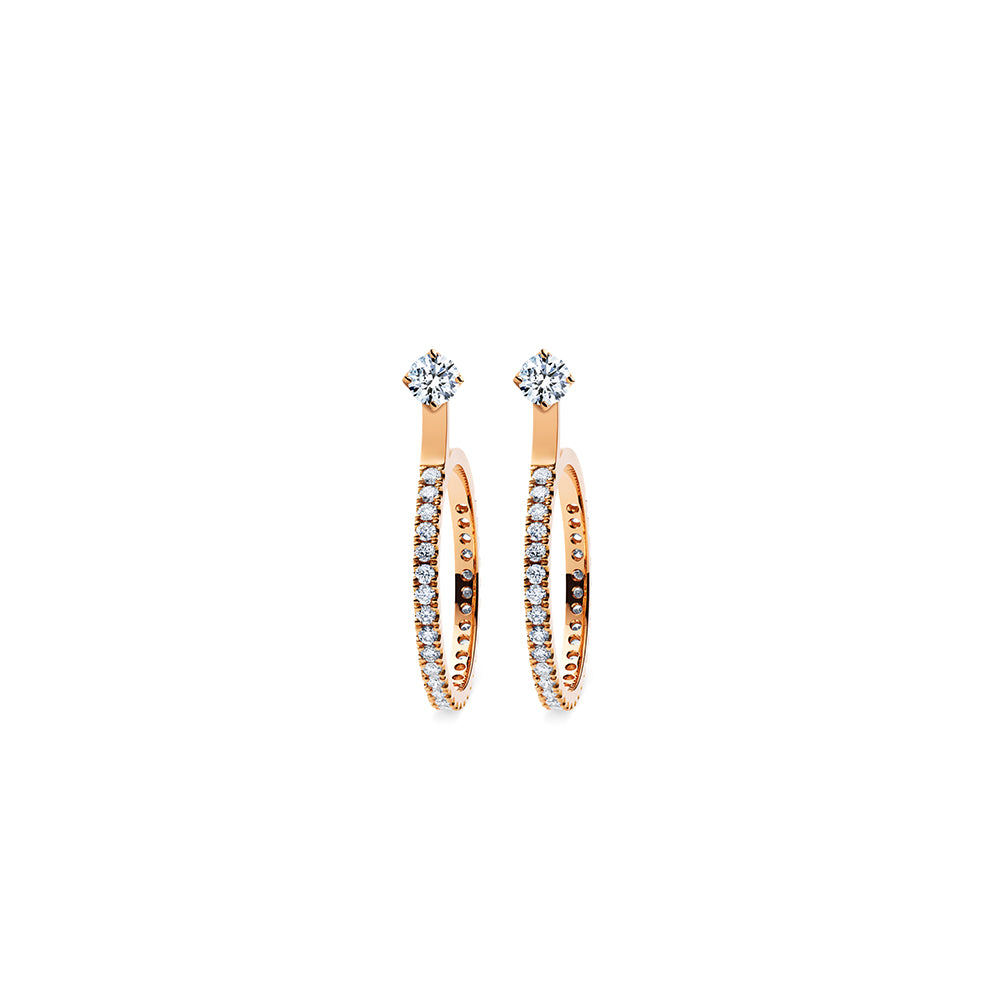 Godavari Aurora Diamond Studs - 18k Rose Gold with Small Hoop Accessories